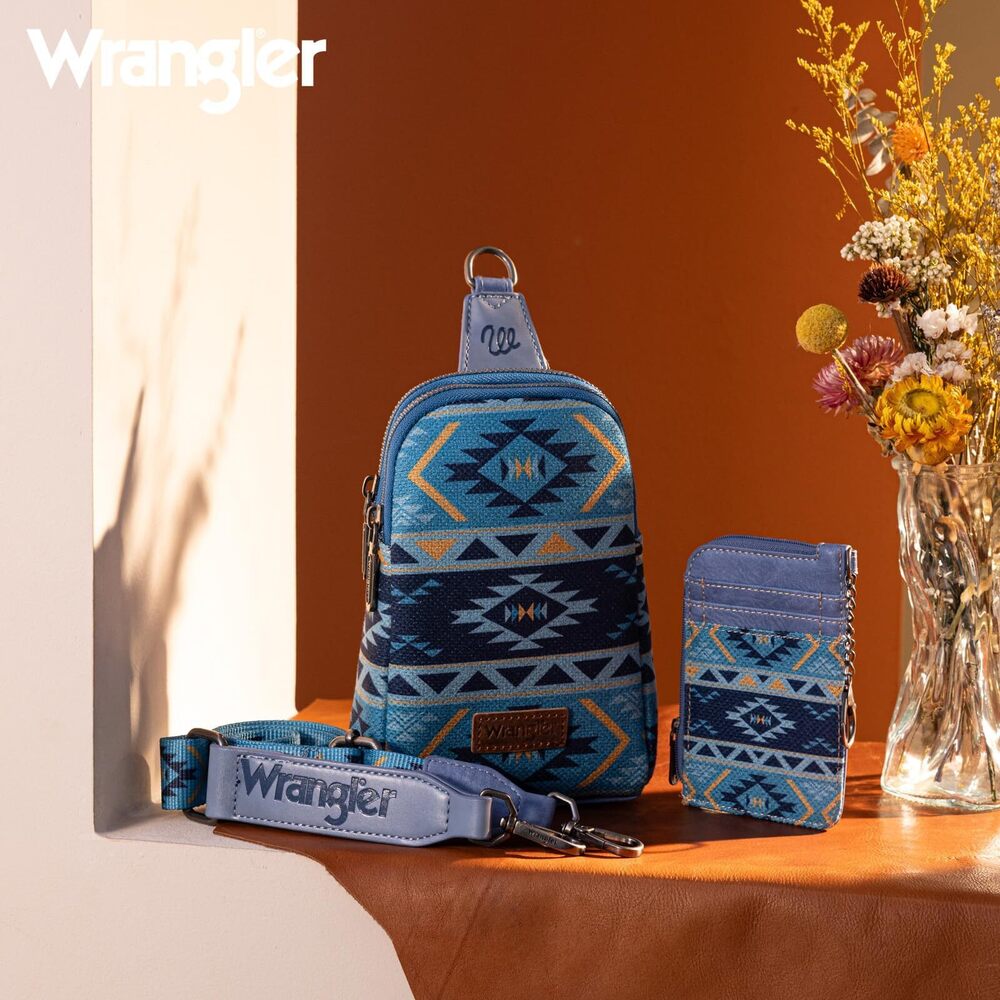 1703 Crossbody Bag with Card Wallet Aztec Sling Bag Purse Set WG2205-210WNY - Picture 3 of 6